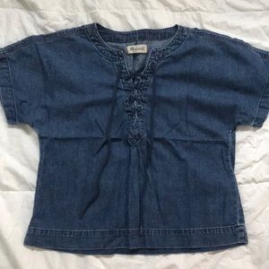 Madewell Denim Lace Up Top